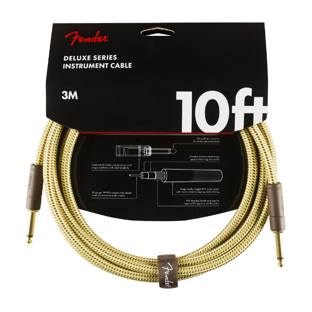 Fender Deluxe Series Instrument Cable - 10 ft – STR/STR – Tweed - 3m (990820089)