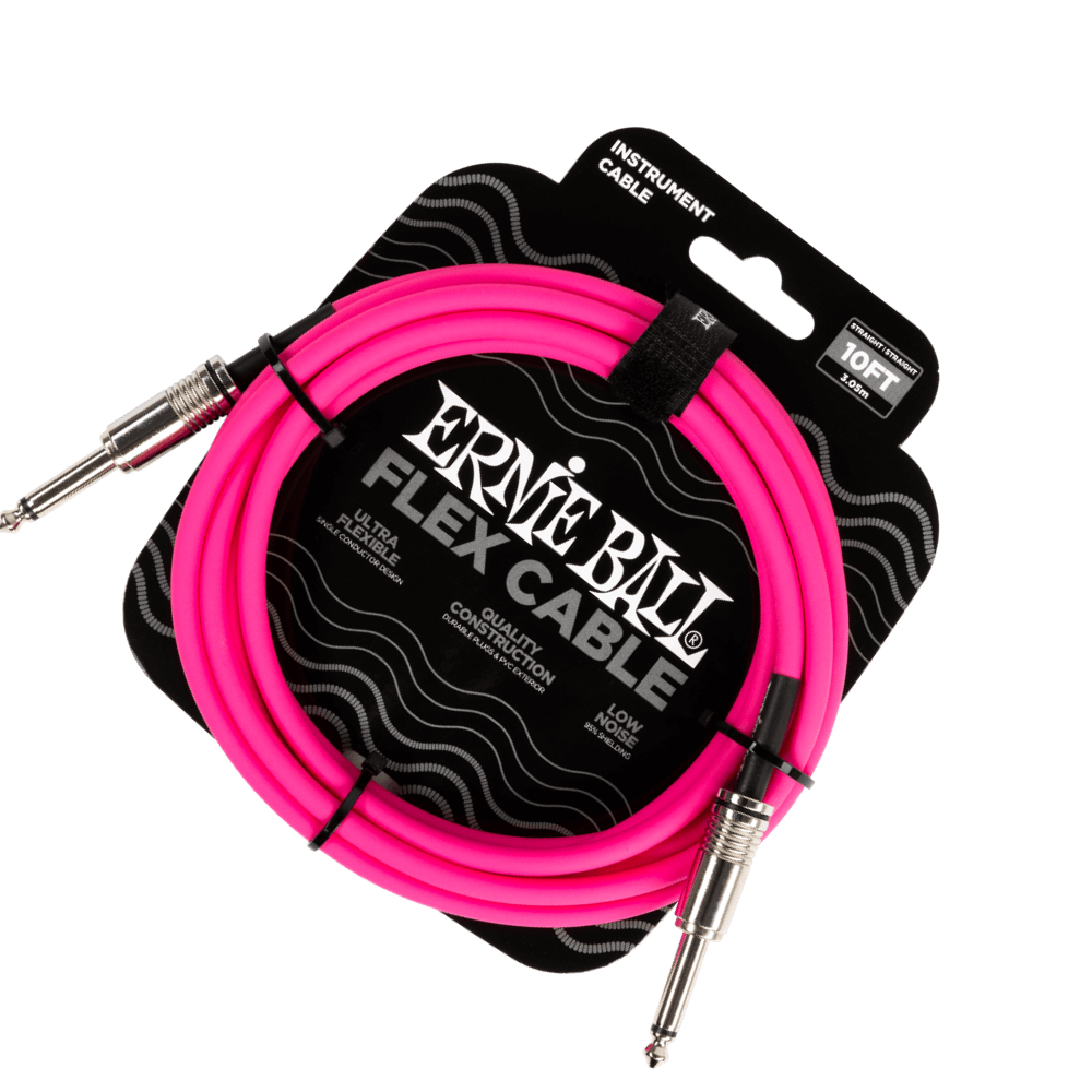 Ernie Ball 6413 Flex Instrument Cable Straight/Straight - 10 Feet (Pink)