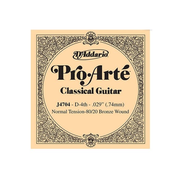 D'Addario J4704 80/20 Bronze Pro-Arte Nylon Classical Guitar Single String, Normal Tension, Fourth String