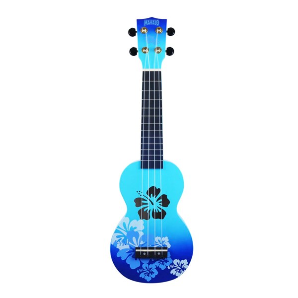 Mahalo MD1HBBUB Soprano Ukulele Hibiscus with Bag (Light Blue)