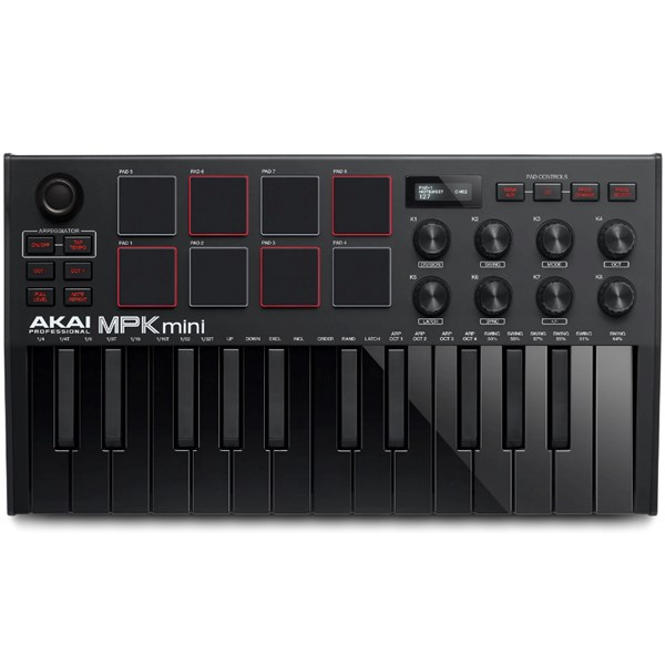 Akai Professional MPK Mini MK3 USB MIDI Compact Keyboard and Pad Controller (Black)