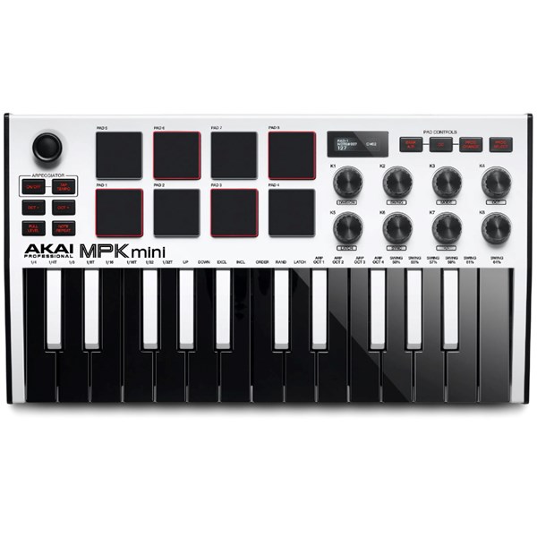 Akai Professional MPK Mini MK3 USB MIDI Compact Keyboard and Pad Controller (White)