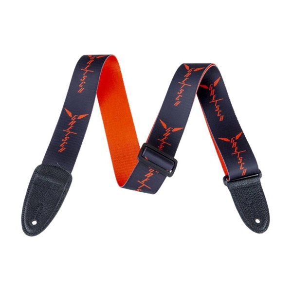 Gretsch - Wing Logo Pattern Guitar Strap, Black / Orange (9229464002)