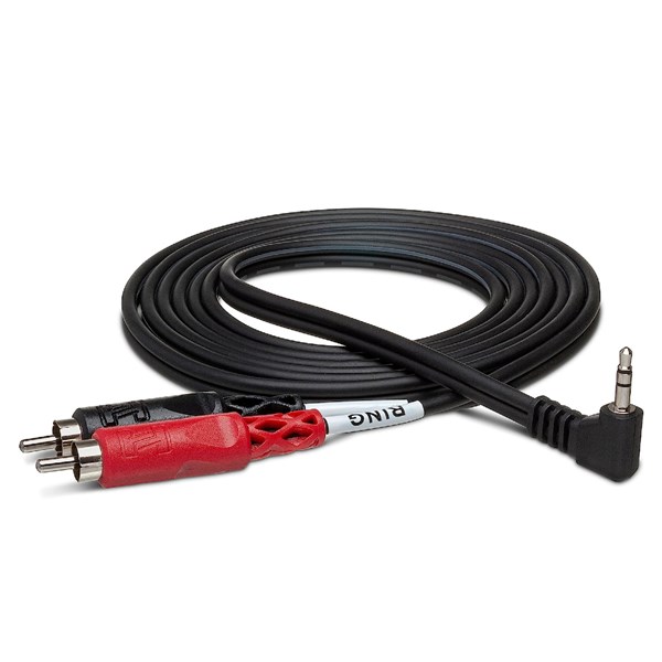 Hosa CMR-203R Right Angle 3.5mm TRS to Dual RCA Stereo Breakout Cable (3ft.)